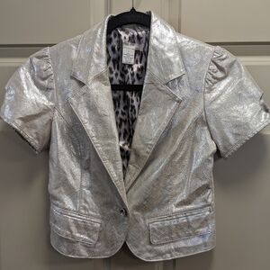 Vintage Phosphorus Metallic 100% Leather Cropped Jacket - size small